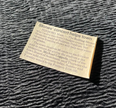 Rolling Stones Concert Foxboro Massachusetts 1989 Vintage Newspaper Clipping