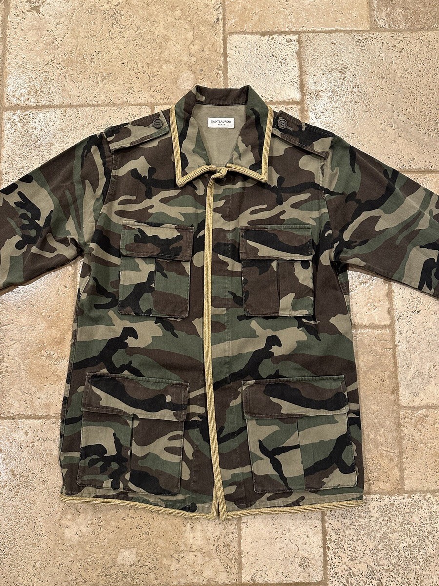 Saint Laurent x Hedi Gold Trimmed M65 Military Camo Jacket