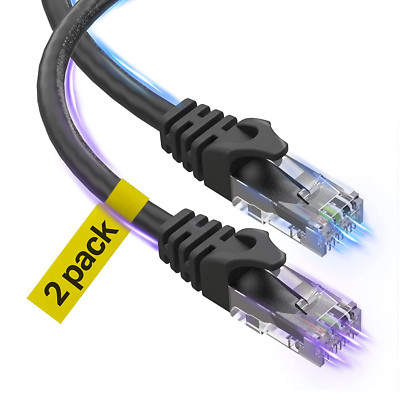 Cat6 Ethernet Cable, 6 Feet (2 Pack) LAN, Utp Cat 6, RJ45, Network Cord, Patch,