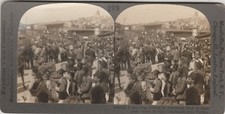 1900'S STEREO VINTAGE PHOTOGRAPH - TURKEY ISTANBUL GALATA BRIDGE