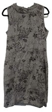 Talbots Wool Blend Gray Floral print sheath Career Fall Winter Work dress Sz 14