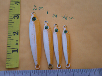8 PCS VERTICAL JIG/ANCHOVY/FAST FALL/LURE BAIT 2,1,3/4,5/8 OZ. 2ea MUSTARD/WHITE