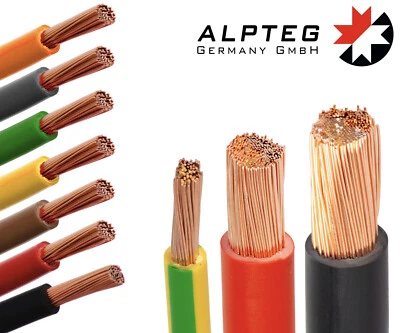 Batteriekabel H07V-K Rot Schwarz Fahrzeugleitung Stromleitung ALPTEG
