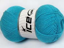 4-Skein Lot Lorena Yarn fine cotton 4x100g Turquoise