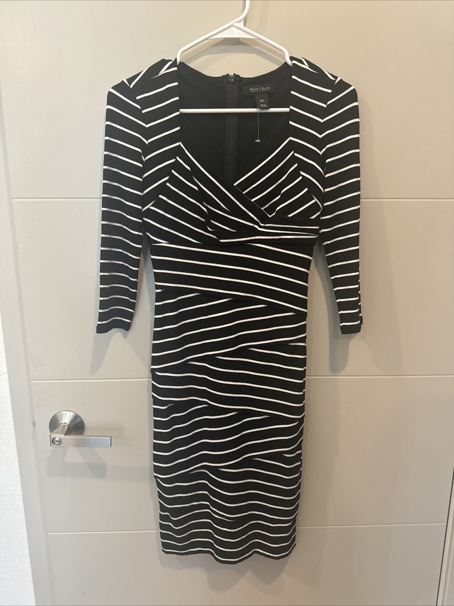 white house black market striped dress Black And White Size 00 gold mesh dress Fabric:Polyester All Aligned Midi Dress