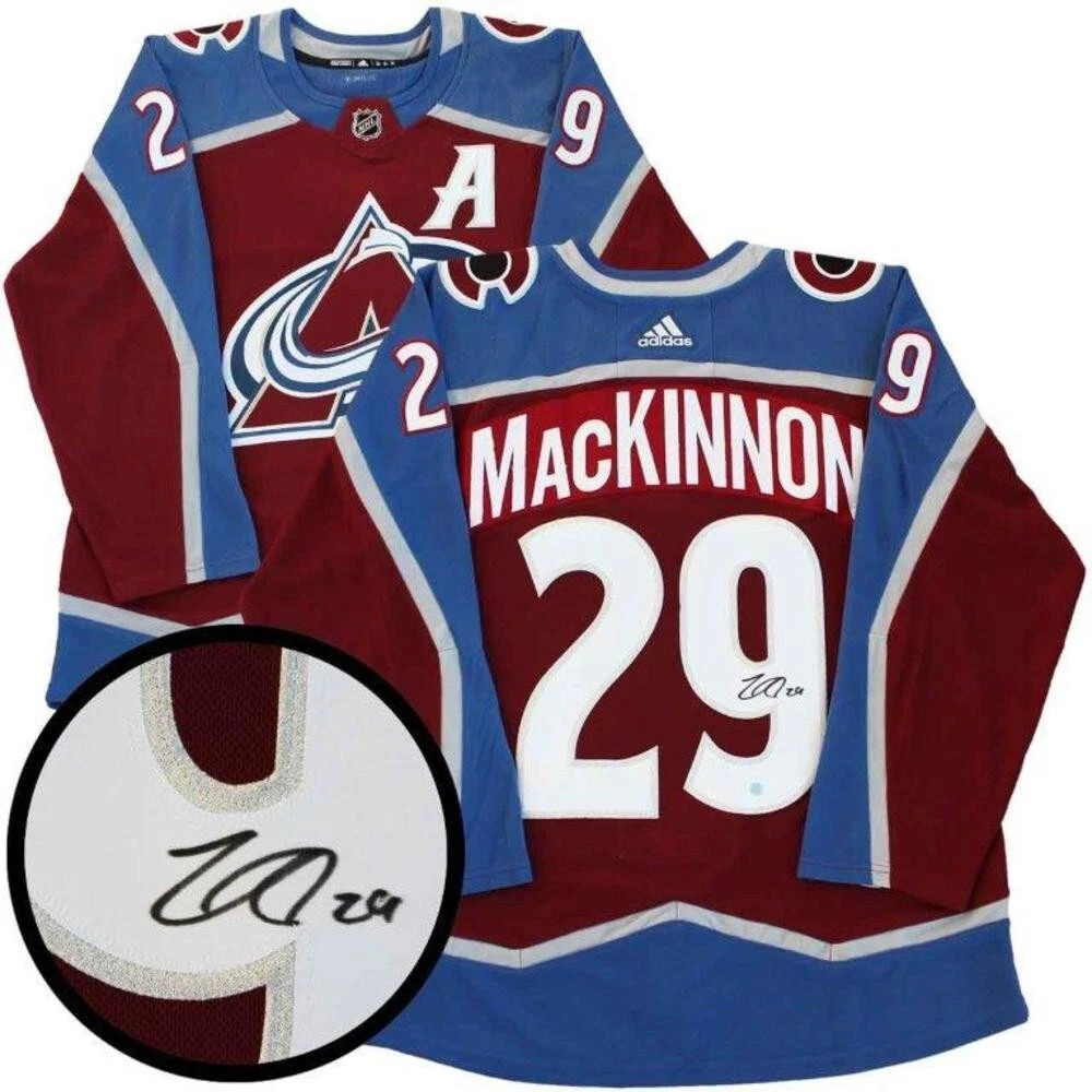 NATHAN MACKINNON Signed Colorado Avalanche White Adidas Jersey 52