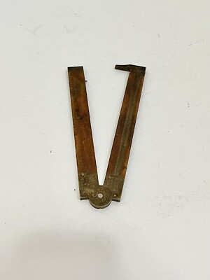 STANLEY No 36 1/2 Folding Ruler Brass & Wood w/ Caliper End USA Vintage