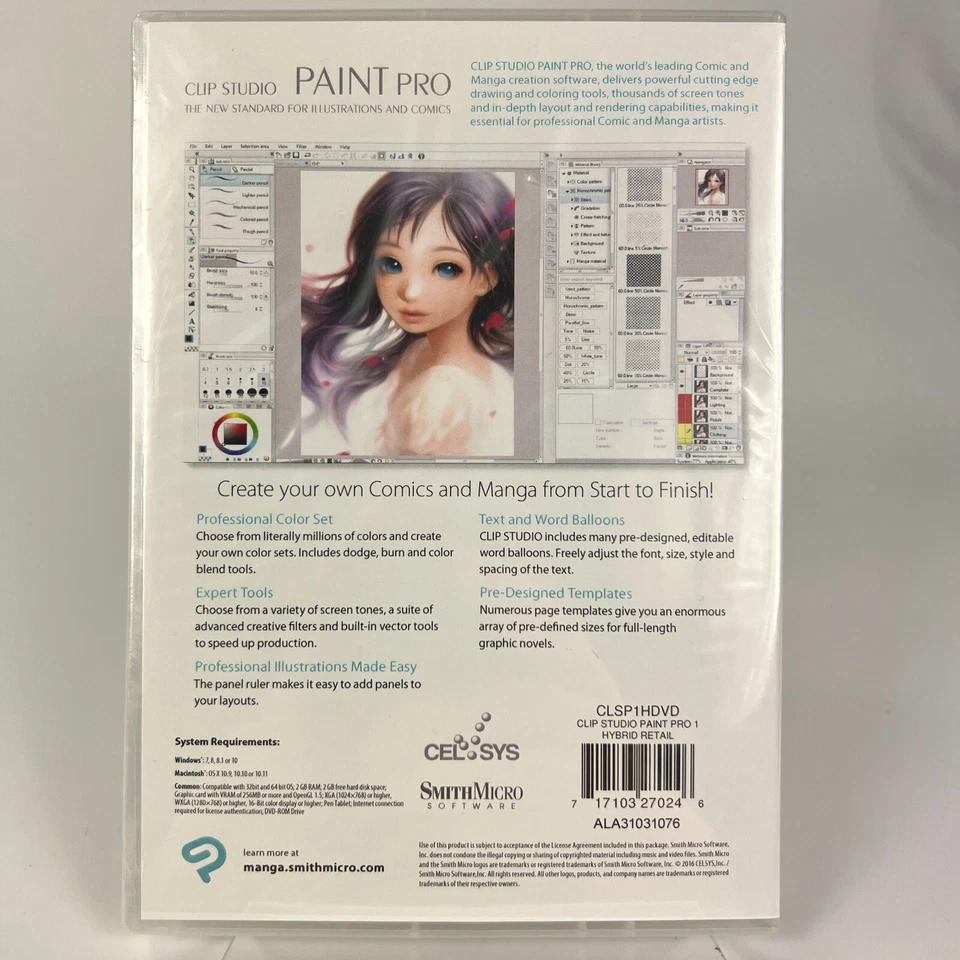 CLIP STUDIO PAINT PRO Full Version Windows and MAC (CD & Case) NEW *SEALED* - Image 2 of 4