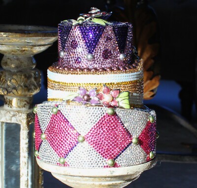 Judith Leiber Frosted Wedding Cake Purse Flowers Swarovski