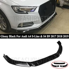 For Audi A4 S-Line S4 B9 2017-2019 V Style Gloss Black Front Bumper Lip Splitter
