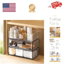Versatile 3-Piece Stackable Bathroom Organizer with Removable Dividers  Drawers