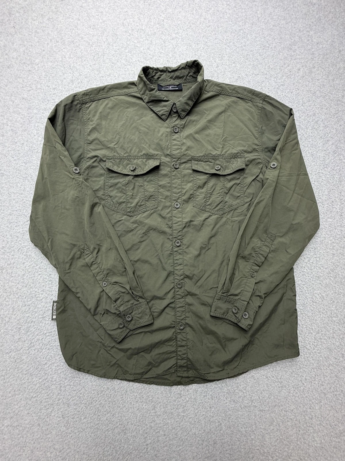 Mountain Warehouse Extreme Shirt Mens Large Green Long Sleeve Hiking Convertible
