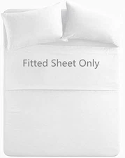 Queen Size Premium Cotton Fitted Sheet Only - 300 Thread Count Queen, White 