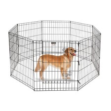 Dog Playpen - Foldable Metal Exercise Puppy Play Pen with 8 24x30in Panels - Ind