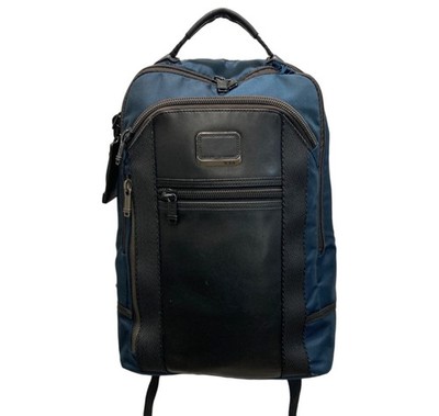 TUMI Alpha Bravo Rucksack Schwarz Navy Leder Nylon Herren Rucksack 232682NVY