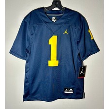 NWT Michigan Wolverines 1 NCAA Jordan Men s Football Jersey Blue Stitched Sz M