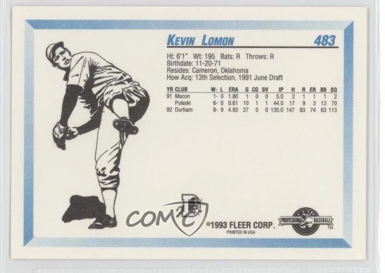 1993 Fleer ProCards Minor League Kevin Lomon #483 - Image 2 of 2