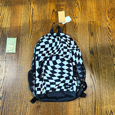 VANS Kids Geometric Black/White Zip Backpack w/ Bottle Pocket, Adjustable Straps