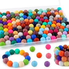 150Pcs Silicone Beads 15Mm Mix Color, Bulk Silicone Beads 15Mm for Keychain Pens