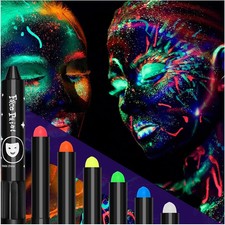 Glow in The Dark Face Paint Crayons Body Painting Under Black Light and UV Non-T