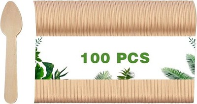 100x Wooden disposable spoon, environmentally friendly, biodegradable, compostab