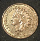 1887 Indian Head Cent - UNCIRCULATED Red/Brown Example - FREE SHIPPING