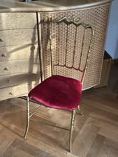 Vintage Chiavari Stuhl aus Messing & rotem Samt, 1950