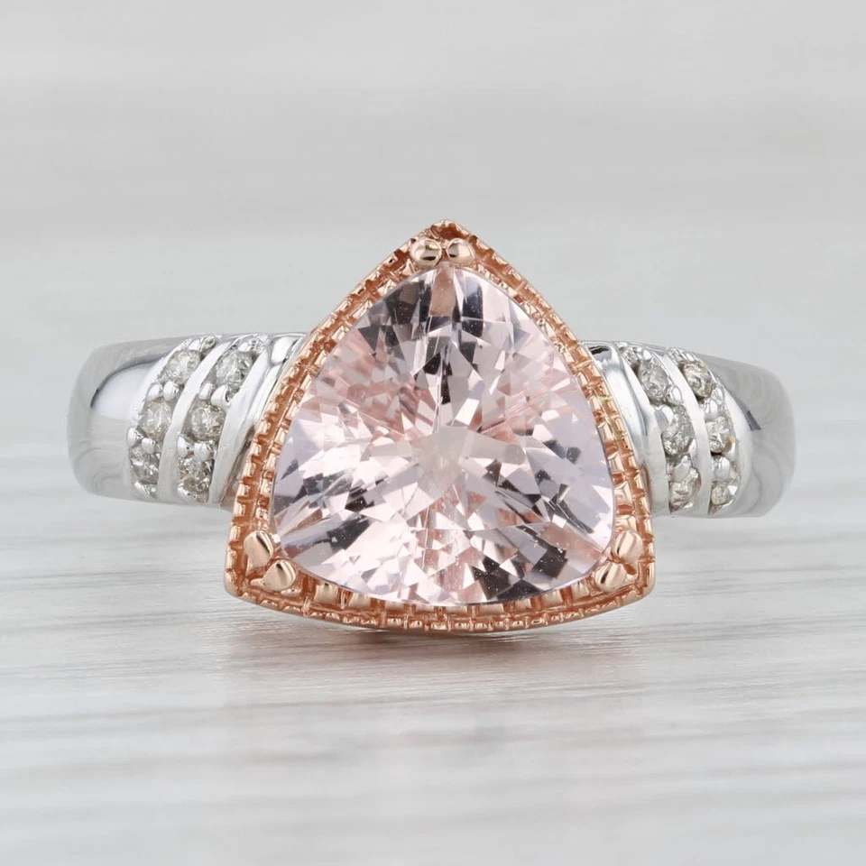 3.37ctw Pink Morganite Diamond Ring 14k Rose White Gold Size 9 - Image 2 of 4