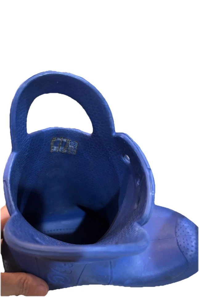 Crocs Kids Size 2 Youth Waterproof Rain Boots Pull On Handle Blue Unisex  - Image 3 of 4