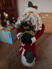 Santa Fabric Stretch Up and Down Christmas Decoration by Delton Products Corp