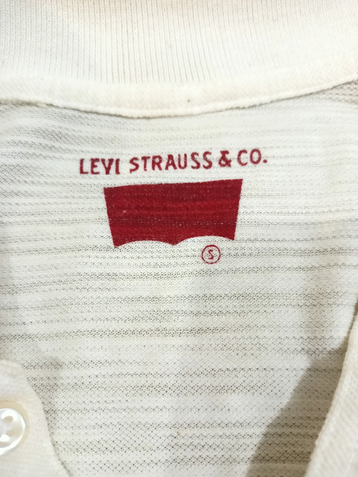 Y2K LEVI'S Men's Long Sleeve Polo Shirt Cream S, NWT, FREE Import Fees for USA image 5