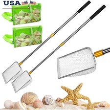 Extendable Shark Tooth Sifter Set Beach Scoop W/ 2 Shell Bags Family Fun New