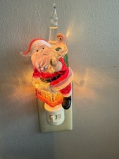 Whimsy Santa Chimney Teddy Bear Night Light For Christmas, Works EUC
