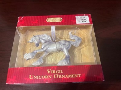 Breyer 2018 Virgil Unicorn Christmas Ornament - Gypsy Vanner mold NIB