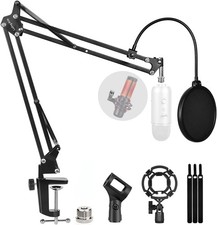 Microphone Stand for Blue Yeti, Quadcast Boom Arm Scissor Mic Stand with Wind...