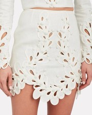 Zimmermann-size 0 (au 8/us 4)-brightside Rouleaux White Linen Bauble Skirt 