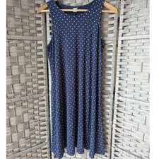 Old Navy Womens Navy Blue White Polka Dot Sleeveless Swing Dress Sz M Nautical
