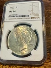 1923 Peace Silver Dollar MS64 NGC