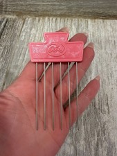 Vintage 80s Goody Hair Pick Comb Tease Lift Metal Purse Travel Pink 3.5”