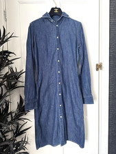 Polo Ralph Lauren UK Size 8 (US 4) Indigo Blue Denim Button Up Shirt Dress