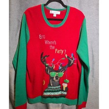 Jolly Sweaters Red Green Hipster Reindeer Ugly Christmas Sweater Bro Beer XL