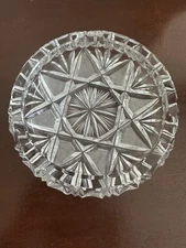 Vintage Crystal Ashtray 6” Czechoslovakian Cut Crystal