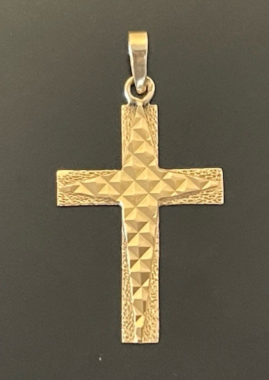 14K Solid Yellow Gold Jerusalem Cross Pendant - image 1