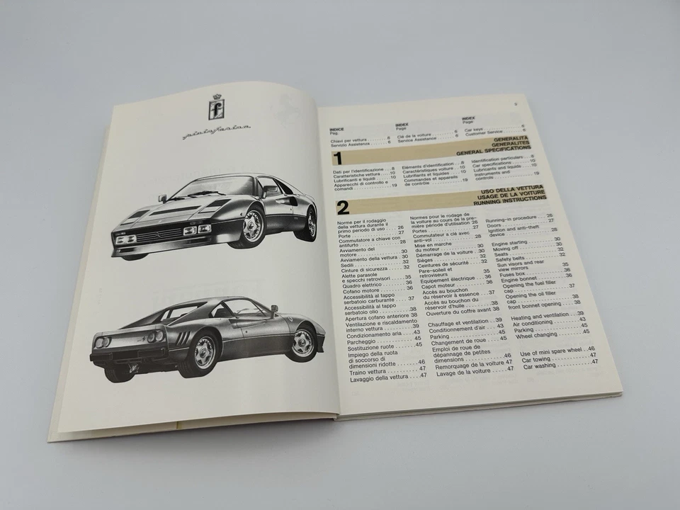 FERRARI 288 GTO 1985 MANUAL DE INSTRUCCIONES | MANUAL DEL PROPIETARIO | LIBRO DE BOLSA | #345/85 Foto 3 de 4