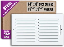 14x8 Duct Opening 1 Way Fixed Curved Blade Air Supply Diffuser Register Vent Cov