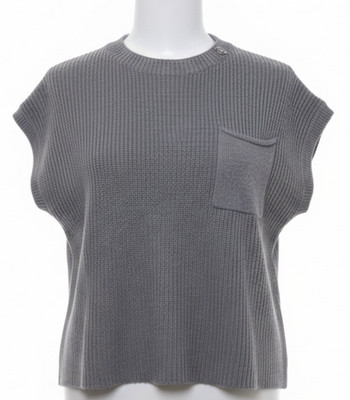 Lillusory Sweater Vest Womens Large Gray 100% Cotton Ribbed Knit Sleeveless Top