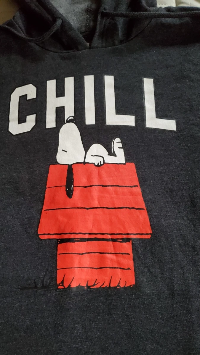 Peanuts Snoopy CHILL hoodie sweatshirt Men s Large dark gray