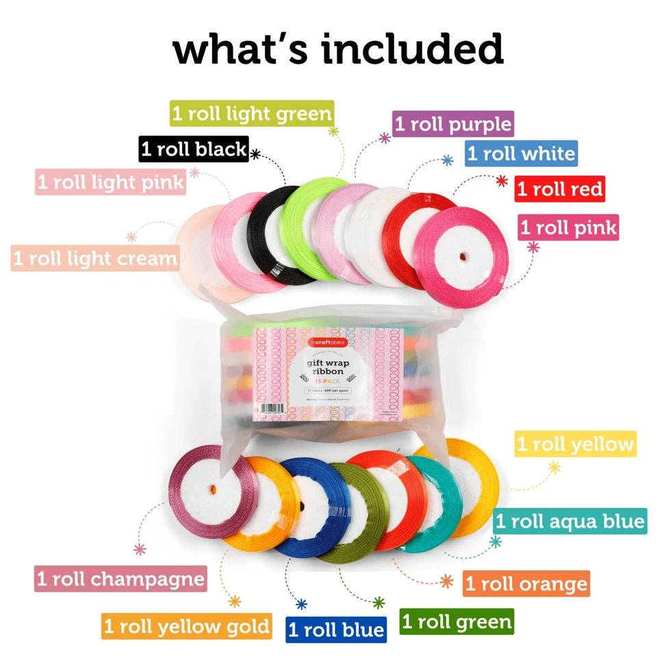 Incraftables Curling Ribbon for Gift Wrapping (15 Colors). Best Gift Wrap Ribbon - Image 2 of 4