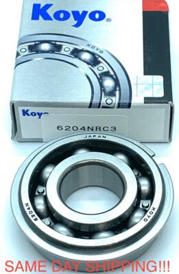 KOYO 6204 NR DEEP GROOVE BALL BEARING, OPEN, NO SEAL + SNAP RING