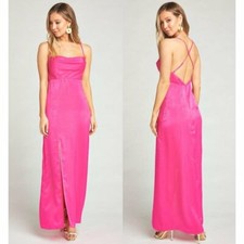 NWT SMYM Hot Pink Winslet Cowl Neck Gown Slit M